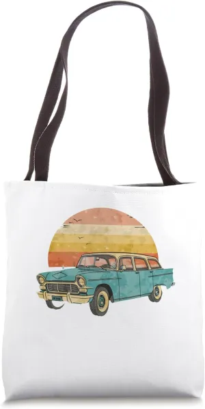Vintage 1957 Plymouth Suburban Station Car Graphic Tote Bag