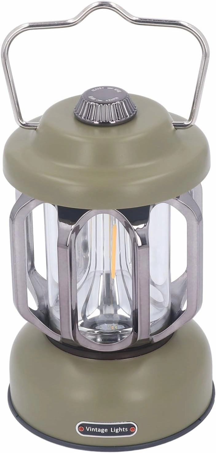 Vintage Camping Lantern, Rechargeable LED Tent Lamp with Adjustable Brightness, 3 Lighting Modes, and Convenient Hanging Design, Ideal for Outdoor Camping and Hiking