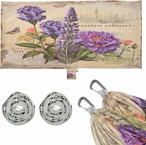 Vintage Lavender Camping Hammock, 330 lbs with 2 Tree Straps, Carry Bag, Single Portable Hammock for Outdoor/Indoor, Hiking, Beach, Backpacking, Travel
