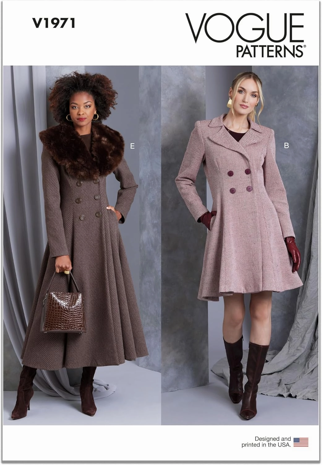 Vogue Misses' Lined and Fitted Coat Sewing Pattern Kit, Design Code V1971, 6-8-10-12-14, Multicolor
