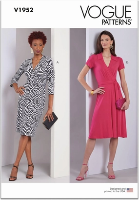 Vogue Misses' Wrap Dresses Sewing Pattern Packet, Design Code V1952, Sizes 16-18-20-22-24