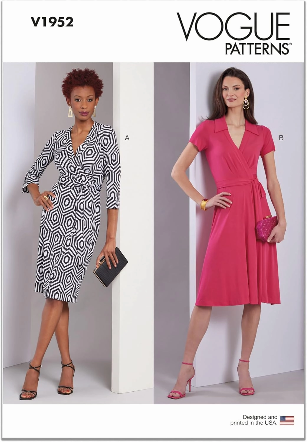 Vogue Misses' Wrap Dresses Sewing Pattern Packet, Design Code V1952, Sizes 16-18-20-22-24