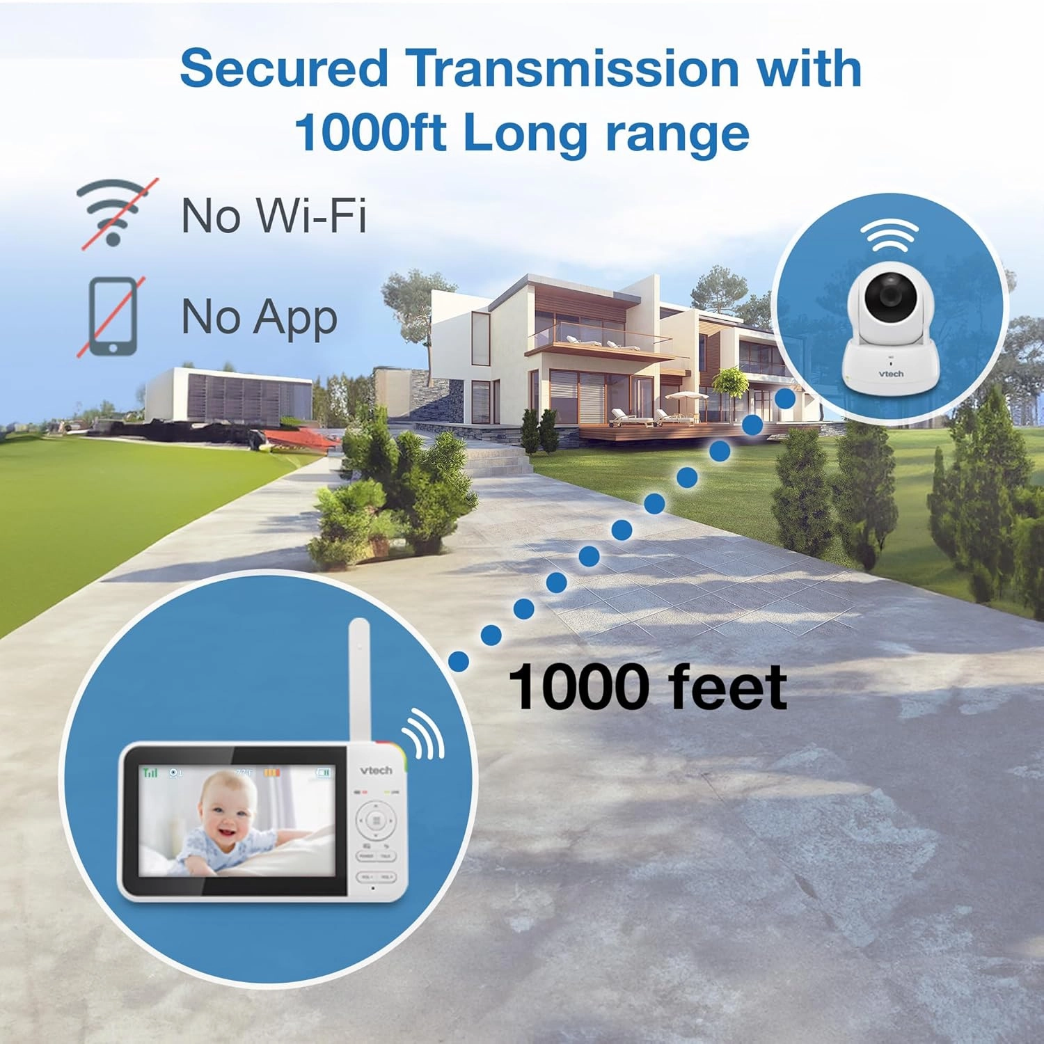 VTech VM924 Remote Pan-Tilt-Zoom Video Baby Monitor, 5" LCD Screen, Up to 17 Hrs Video Streaming, Night Vision, Up to 1000ft Range, Soothing Sounds, 2-Way Talk, Temperature Sensor,Secured Transmission