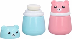 Walfront 2 Pcs Cartoon Bear Powder Puff Box Portable Body After Bath Powder Case with Lids Makeup Cosmetic Talcum Powder Container for Loose Dusting Powder Home Travel(Bear puff empty box)