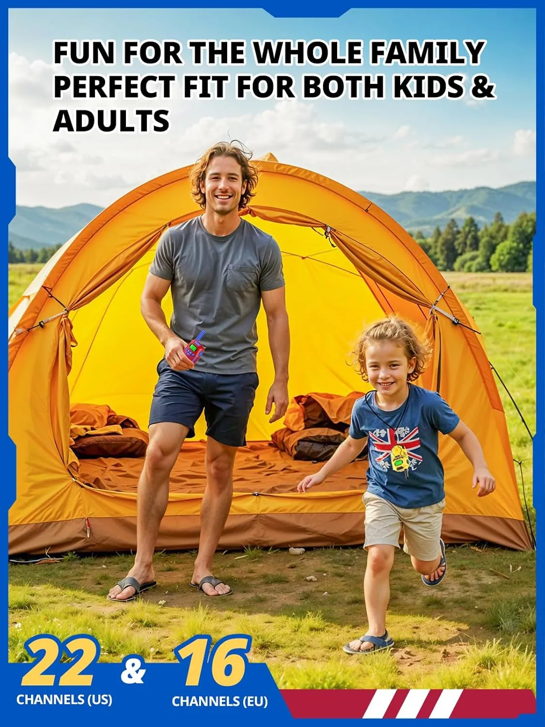 Walkie Talkies for Kids Rechargeable, Long Range 2 Way Radio, Outdoor Camping Games Toy Birthday Xmas Gift for Boys Age 7-12, 2 Pack