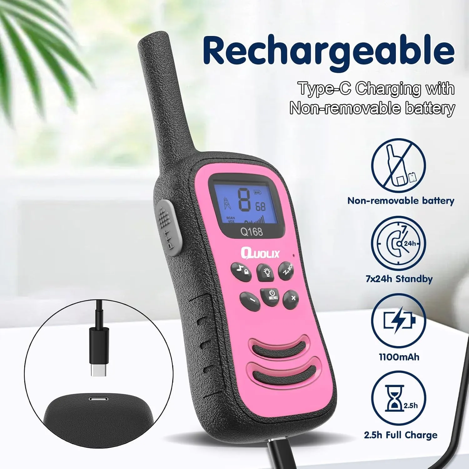 Walkie Talkies for Kids, Toys for Age 5-13 Girls LED Flashlight, VOX, Rechargeable, Easy to Use Kids Walkie Talkies, Christmas Birthday Gifts Indoor and Outdoor Toys (1Red1Purple)