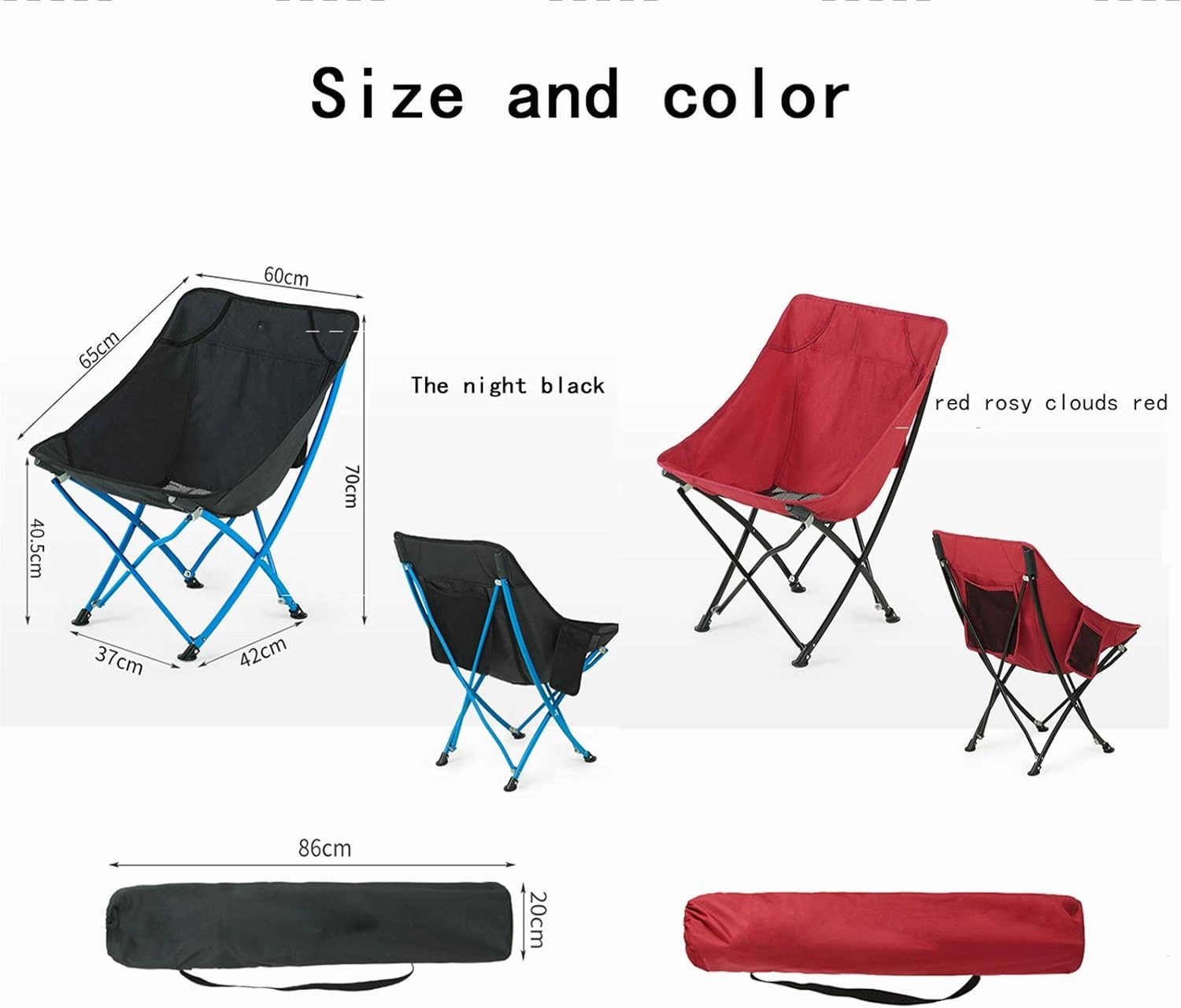 Warooma Portable Camping Backrest Folding Chair, No Installation Required, Reclining Chair, Suitable for Beach Barbecues, Etc, Can Bear 287 Pounds