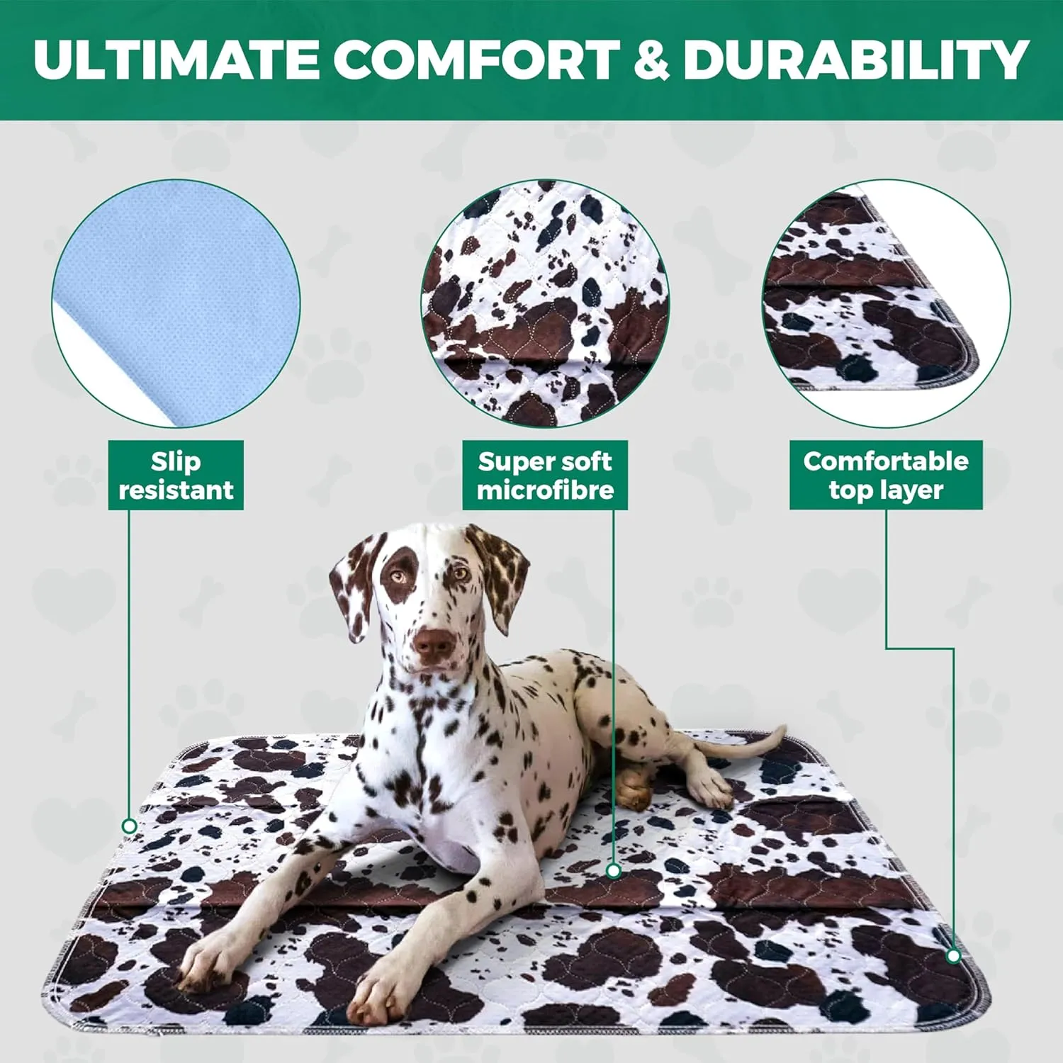 Washable Pee Pads for Dogs - Waterproof & Reusable Puppy Pads - Durable & Ultra Absorbent Dog Pee Mat with Cowhide Design - Perfect for Training & Comfort - 16" x 24" Small (S)