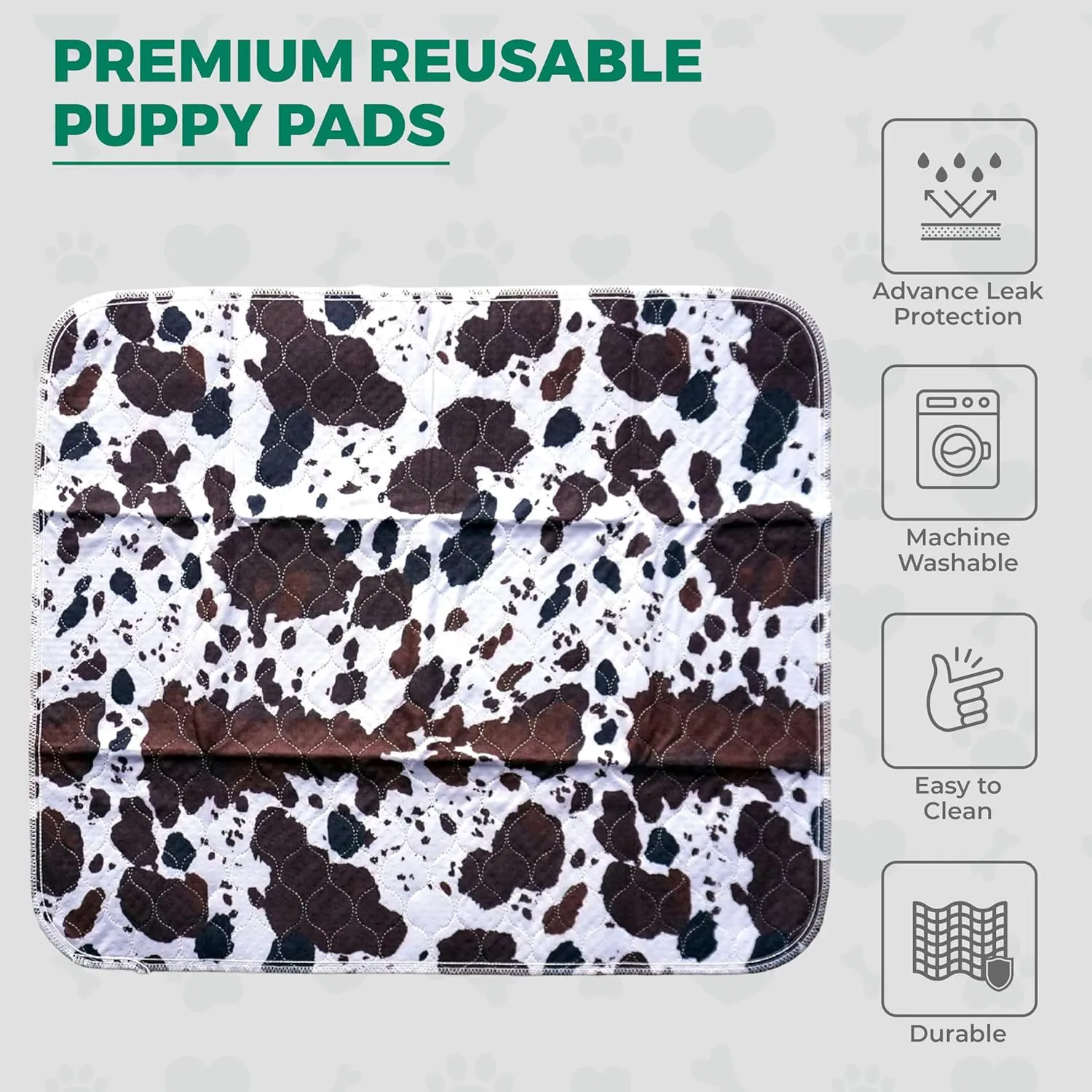 Washable Pee Pads for Dogs - Waterproof & Reusable Puppy Pads - Durable & Ultra Absorbent Dog Pee Mat with Cowhide Design - Perfect for Training & Comfort - 16" x 24" Small (S)