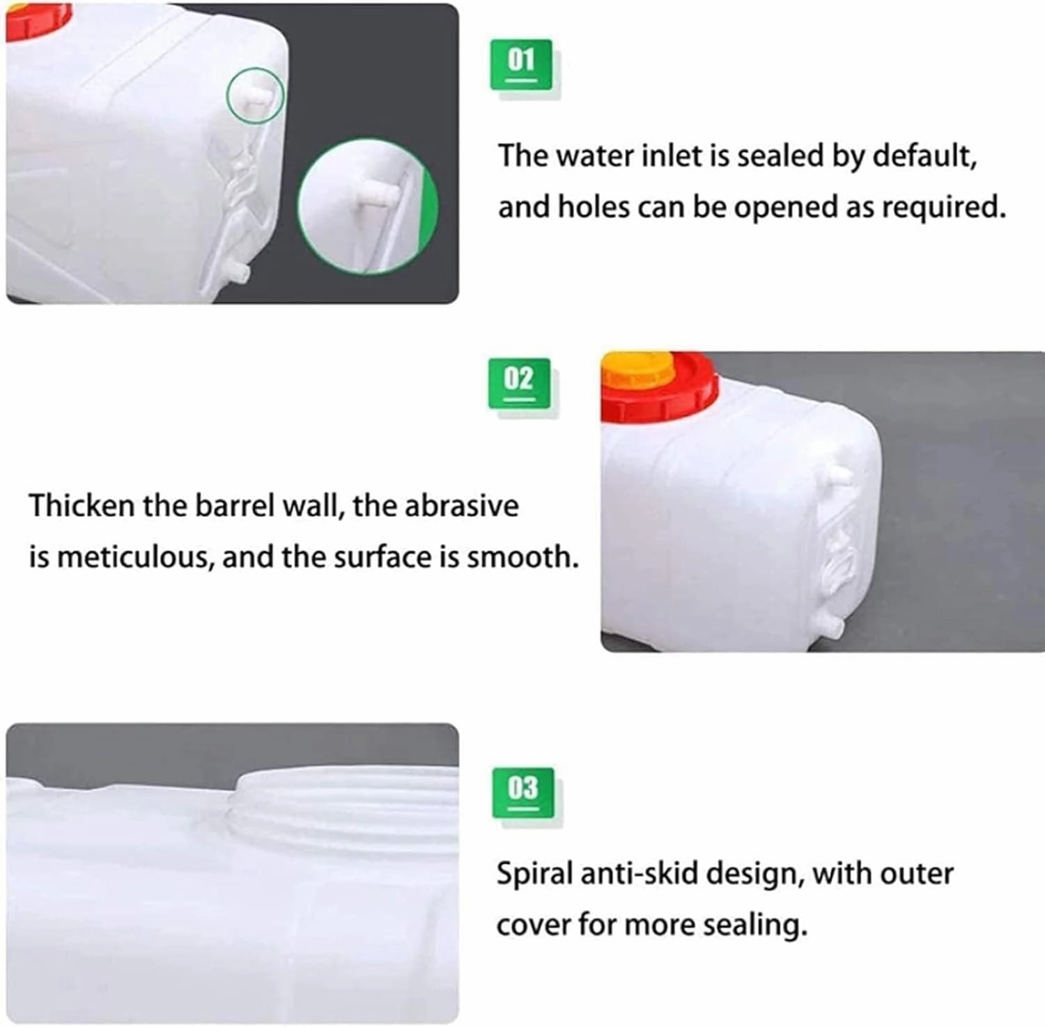 Water Tank with Faucet,25L/50L/100L/150L/200L/300L Water Tank Storage Container,White Food-Grade Plastic Water Storage Bucket for Irrigation,Outdoor Emergency Water Barrel