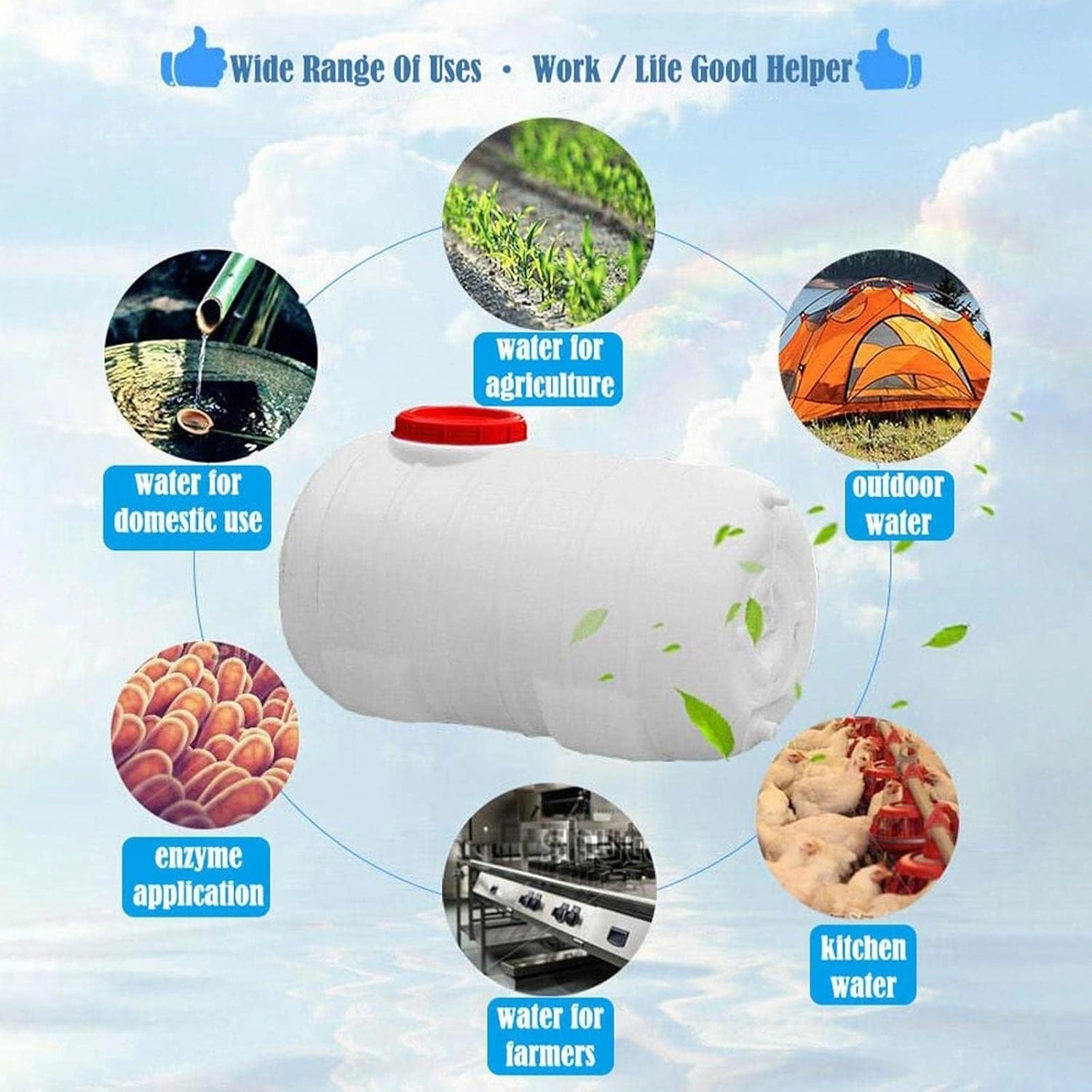 Water Tank with Faucet,25L/50L/100L/150L/200L/300L Water Tank Storage Container,White Food-Grade Plastic Water Storage Bucket for Irrigation,Outdoor Emergency Water Barrel