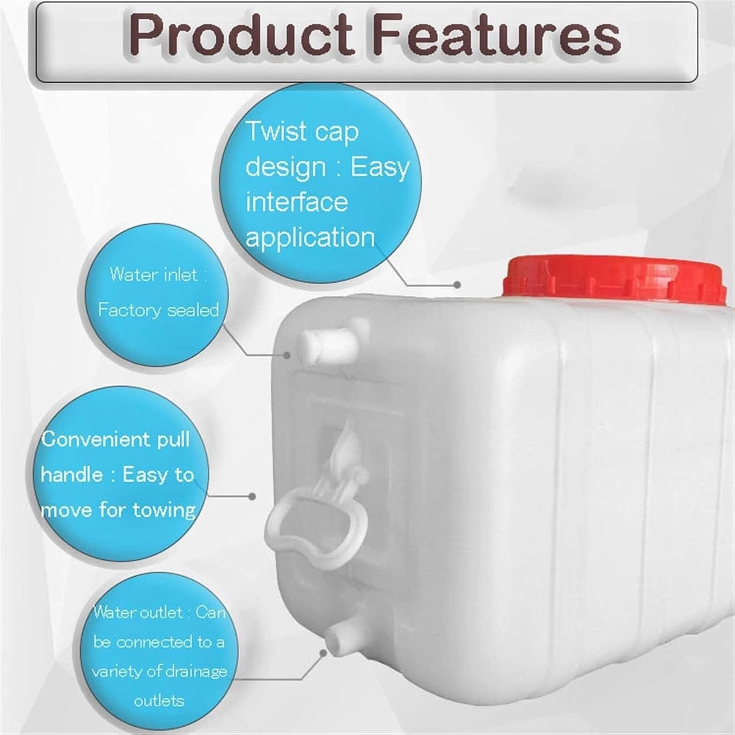 Water Tank with Faucet,25L/50L/100L/150L/200L/300L Water Tank Storage Container,White Food-Grade Plastic Water Storage Bucket for Irrigation,Outdoor Emergency Water Barrel