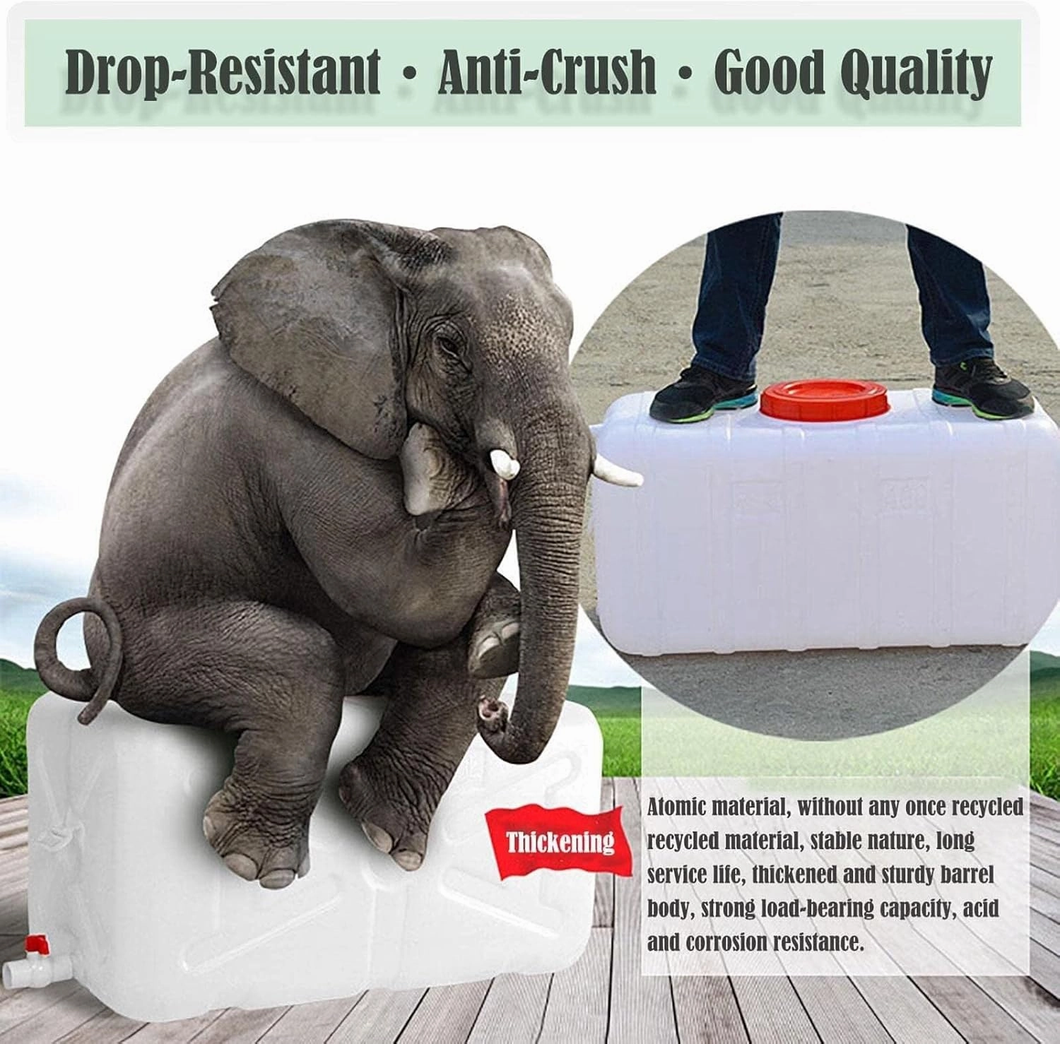 Water Tank with Faucet,25L/50L/100L/150L/200L/300L Water Tank Storage Container,White Food-Grade Plastic Water Storage Bucket for Irrigation,Outdoor Emergency Water Barrel