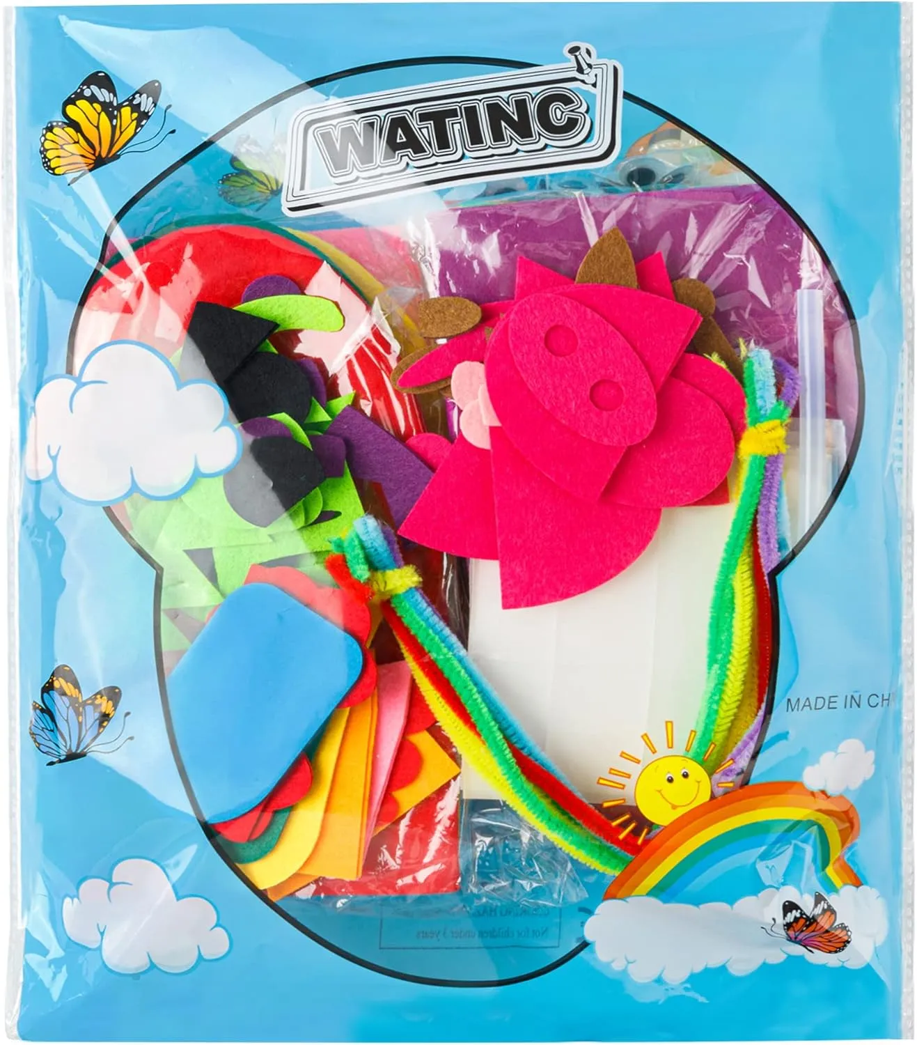 WATINC 12Pcs Hand Puppet Making Kit for Kids Art Craft Felt Sock Puppet Toys Creative DIY Make Your Own Puppets Pompoms Storytelling Role Play Party Supplies for Girls Boys