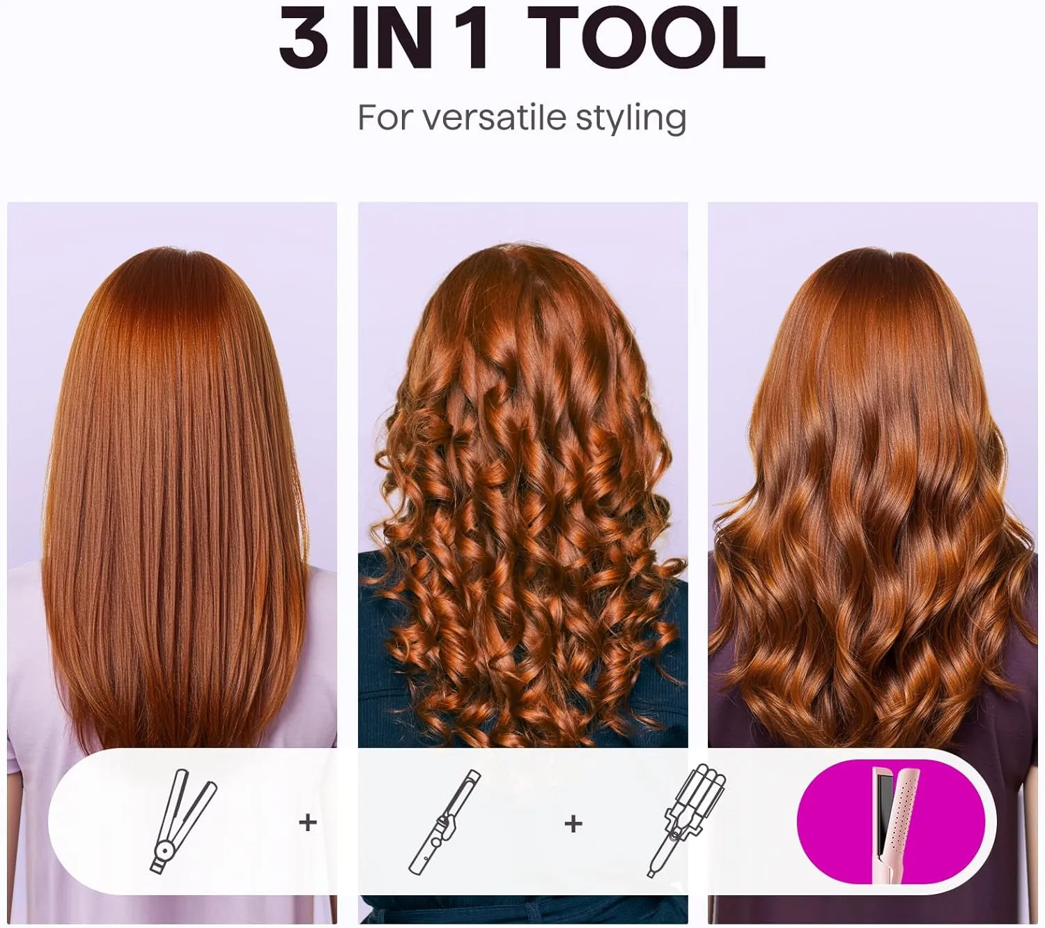 Wavytalk Airflow Styler Curling Iron, Cool Curl, 360° Cool Air Lock in Style for Lasting Curls, Reduces Damage, 2 in 1 Hair Straightener and Curler, 1 Inch, Anti-Scald for Short Long Hair, Pink