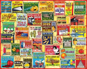 White Mountain 1000 Piece Puzzle Fun Collage Jigsaw Puzzles Gift for Adults Family and Grandparents - Dad Jokes