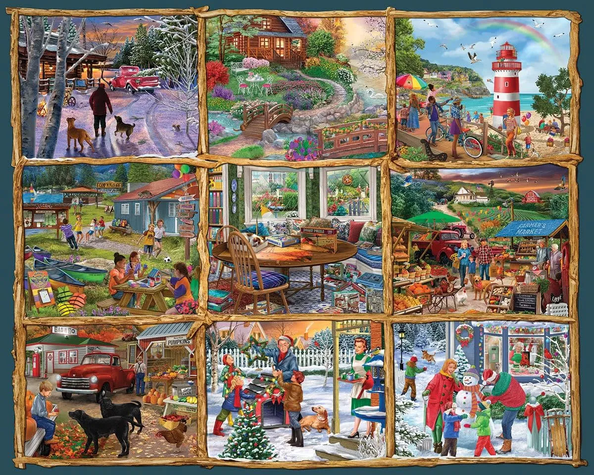 White Mountain for All Seasons 1000 Piece Jigsaw Puzzle Winter Christmas Autumn Summer for Adult Grandparents and Family
