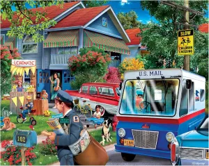 White Mountain It's The Mailman Puzzles for Adults 1000 Pieces Jigsaw Puzzle for Summer