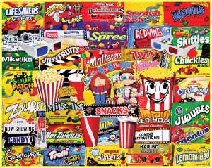 White Mountain Movie Snacks 1000 Piece Jigsaw Puzzle Collage Puzzles for Adults and Family