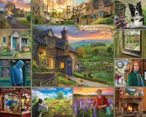 White Mountain Puzzles Murder in Little Piddling - 1000 Piece Jigsaw Puzzle and Murder Mystery