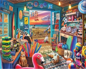 White Mountain Beach Hut Store Puzzle 1000 Piece Summer Jigsaw Puzzles for Adults
