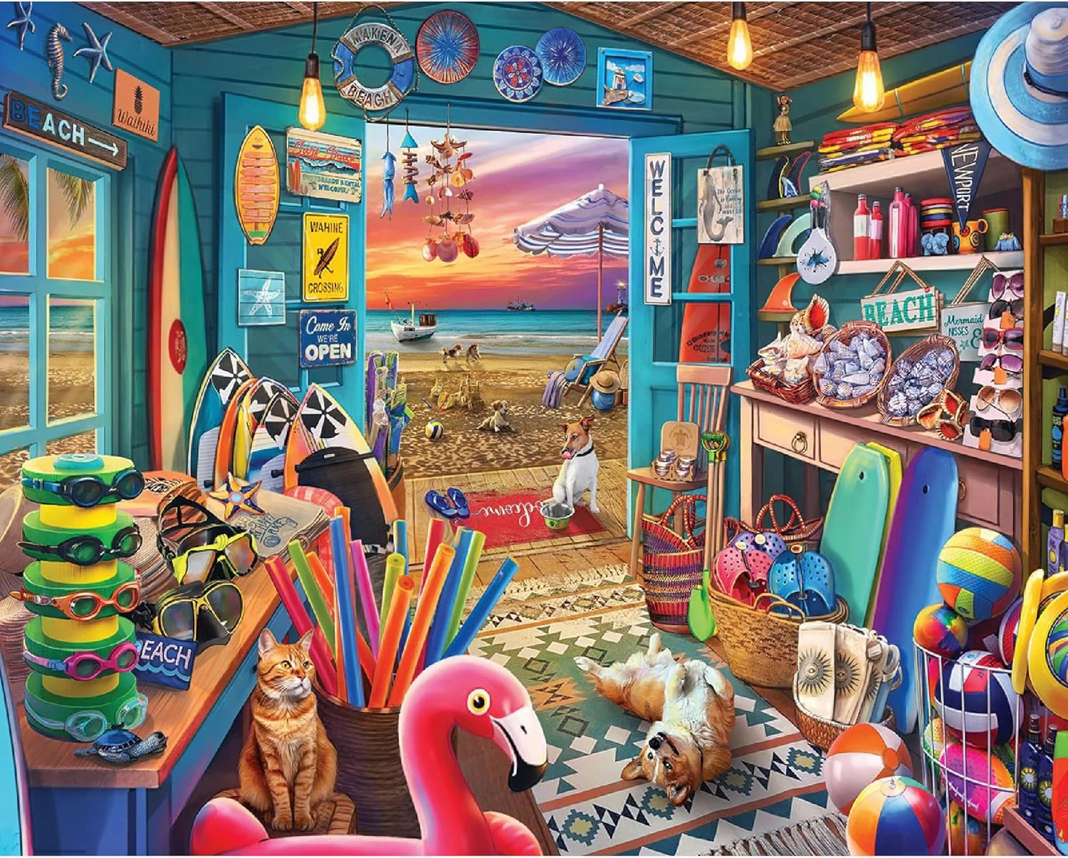 White Mountain Beach Hut Store Puzzle 1000 Piece Summer Jigsaw Puzzles for Adults