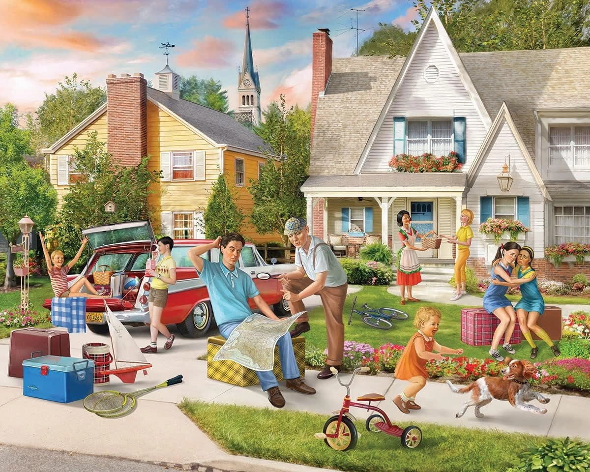 White Mountain Family Road Trip Spring Puzzles 1000 Pieces Jigsaw Puzzle for Adults and Family