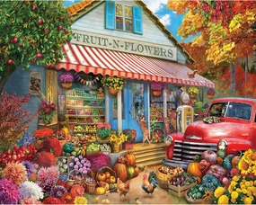 White Mountain Fruit N Flowers Puzzle 1000 Piece Vintage Spring Jigsaw Puzzles for Adults