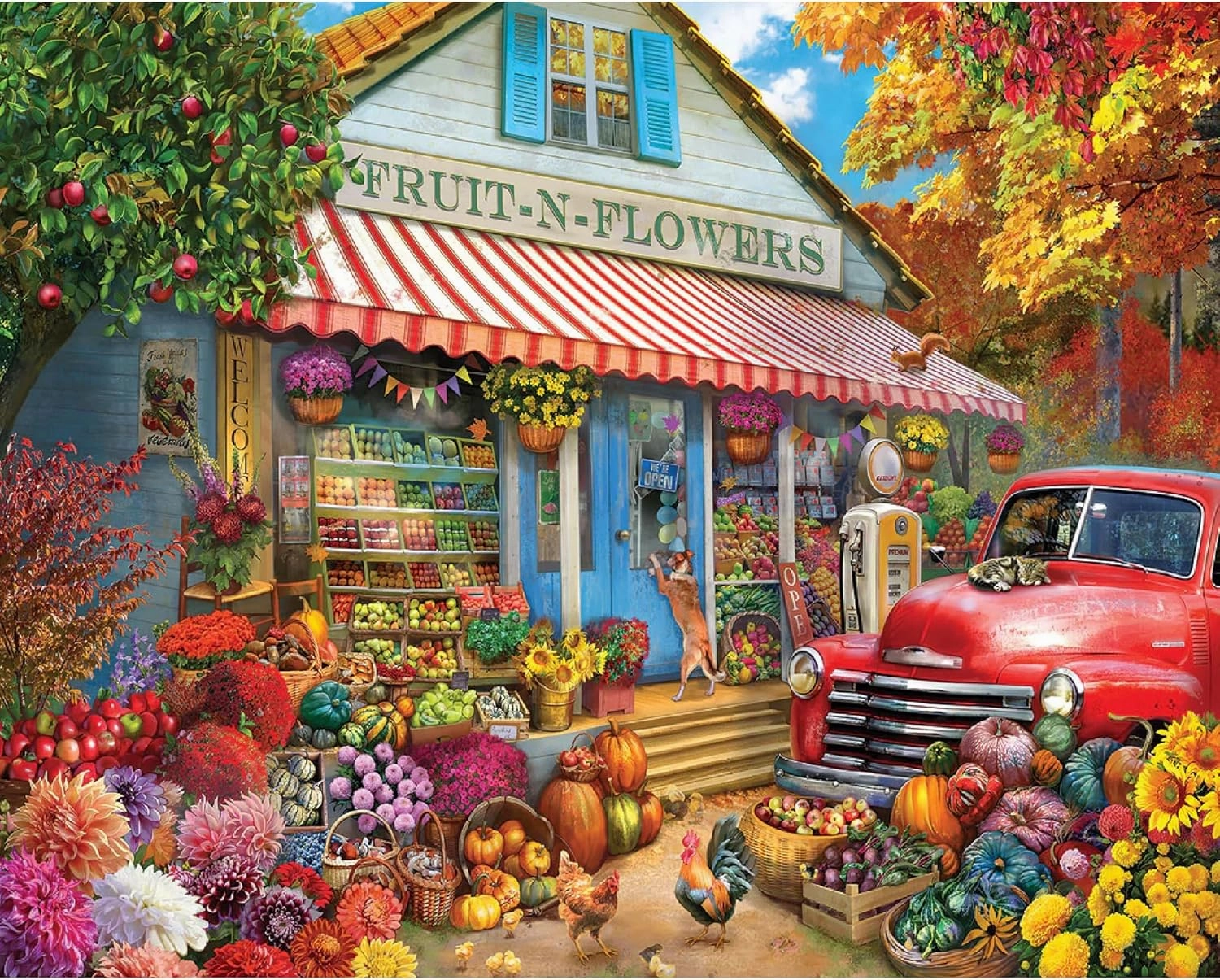 White Mountain Fruit N Flowers Puzzle 1000 Piece Vintage Spring Jigsaw Puzzles for Adults