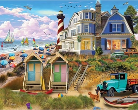 White Mountain Fun at The Beach Puzzle 1000 Piece Coastal Jigsaw Puzzles for Adults
