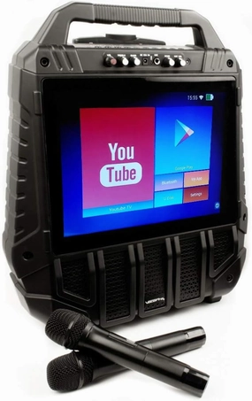 WiFiOke -Rechargeable 14” Touchscreen Wifi Streaming All-In-One Karaoke Machine with 2 Professional Wireless Microphones