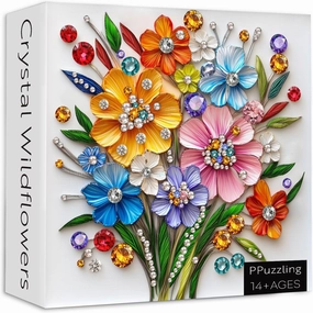 Wildflower Puzzles for Adults 1000 Pieces, Difficult Colorful Flower with Jewel Art Jigsaw Puzzle, Nature Crystal Floral Plant Puzzles, Challenging Puzzles for Adults as Flower Lovers