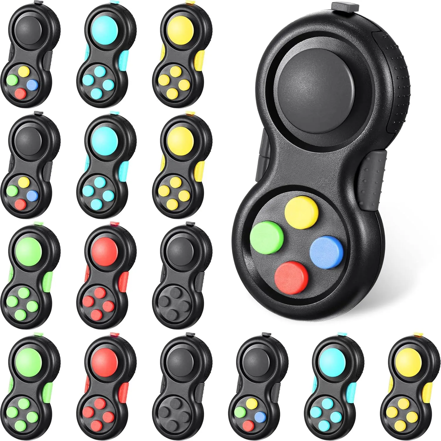 WILLBOND 15 Pcs Pad Portable Controller Classic Retro Game Controller Toy Handheld Toy with 8 Functions Game Pad for Teens Relieve Stress Anxiety(Solid)