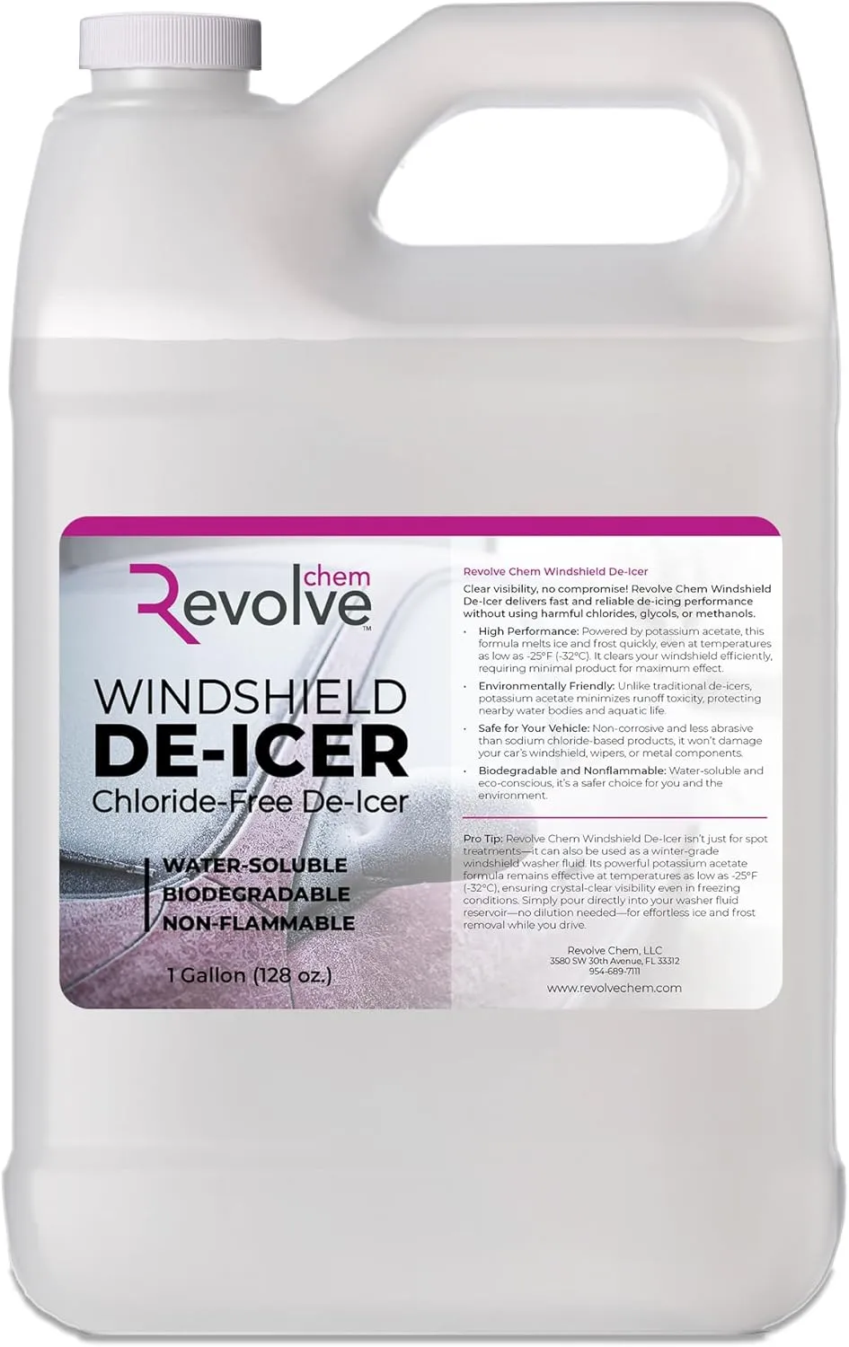Windshield De-Icer & Washer Fluid - 1 Gallon - Chloride-Free Formula for Fast Ice & Snow Removal – No Residue, Non-Corrosive, Winter-Grade, Ready-to-Use