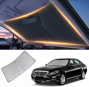 Windshield Sun Shade for Mercedes Benz E-Class S-Class Front Window Shades Cover for E200 E260 E300 E350 SLC Windshield Sun Visor Protector Car Accessories