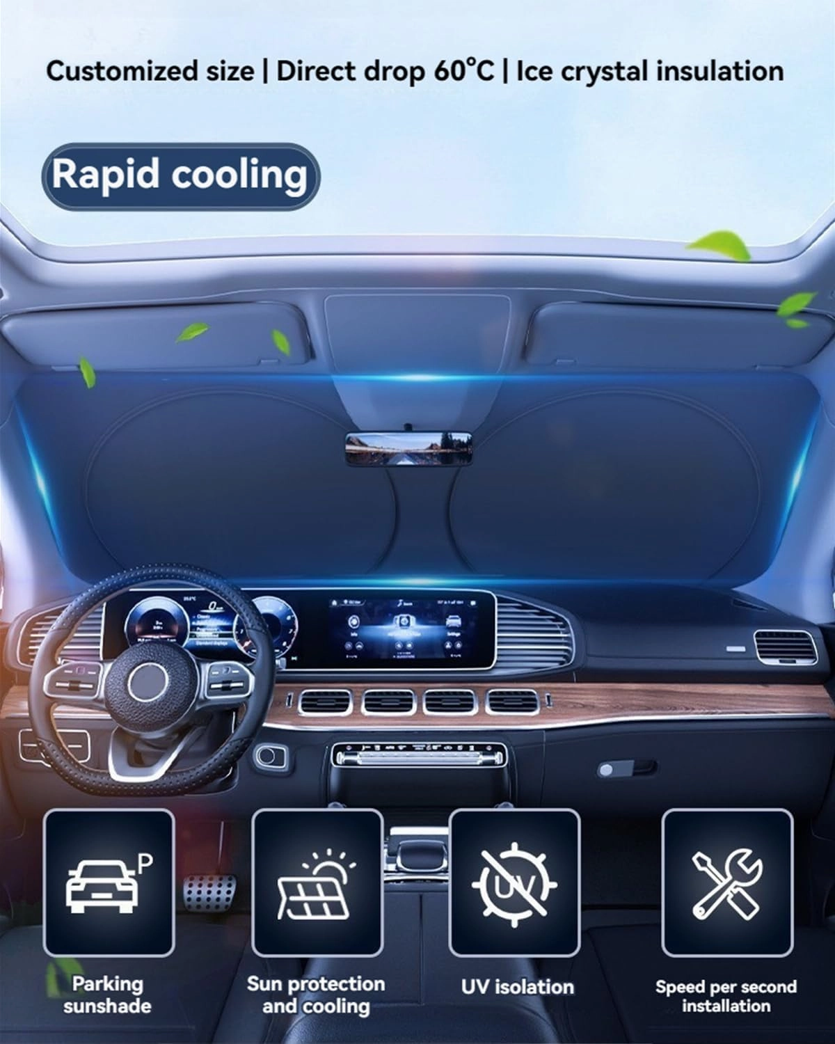 Windshield Sun Shade for Toyota RAV4 Front Window Shades Cover for 2010-2024 Windshield Sun Visor Protector Car Accessories