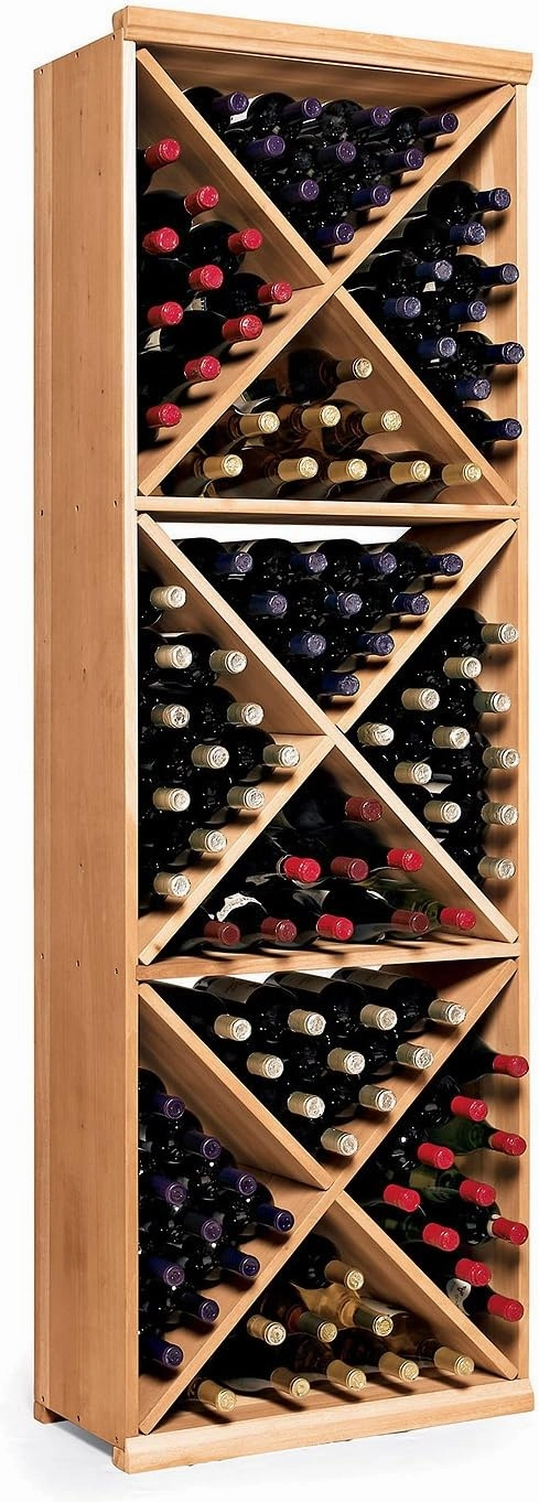Wine Enthusiast N'FINITY Wine Rack Kit - Diamond Cube - Natural Finish Solid Mahogany - Holds 132 Bottles- Stylish Durable Wine Rack Home Decor – Bar Cabinet Liquor Storage