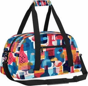 Wine Glass Print Kids Overnighter Duffel Bags for Boys, Carry-On Size Sports Gym Bag with Front Zipper Pocket for School Practice or Overnight Travel Weekender Sleepover Tote Bag