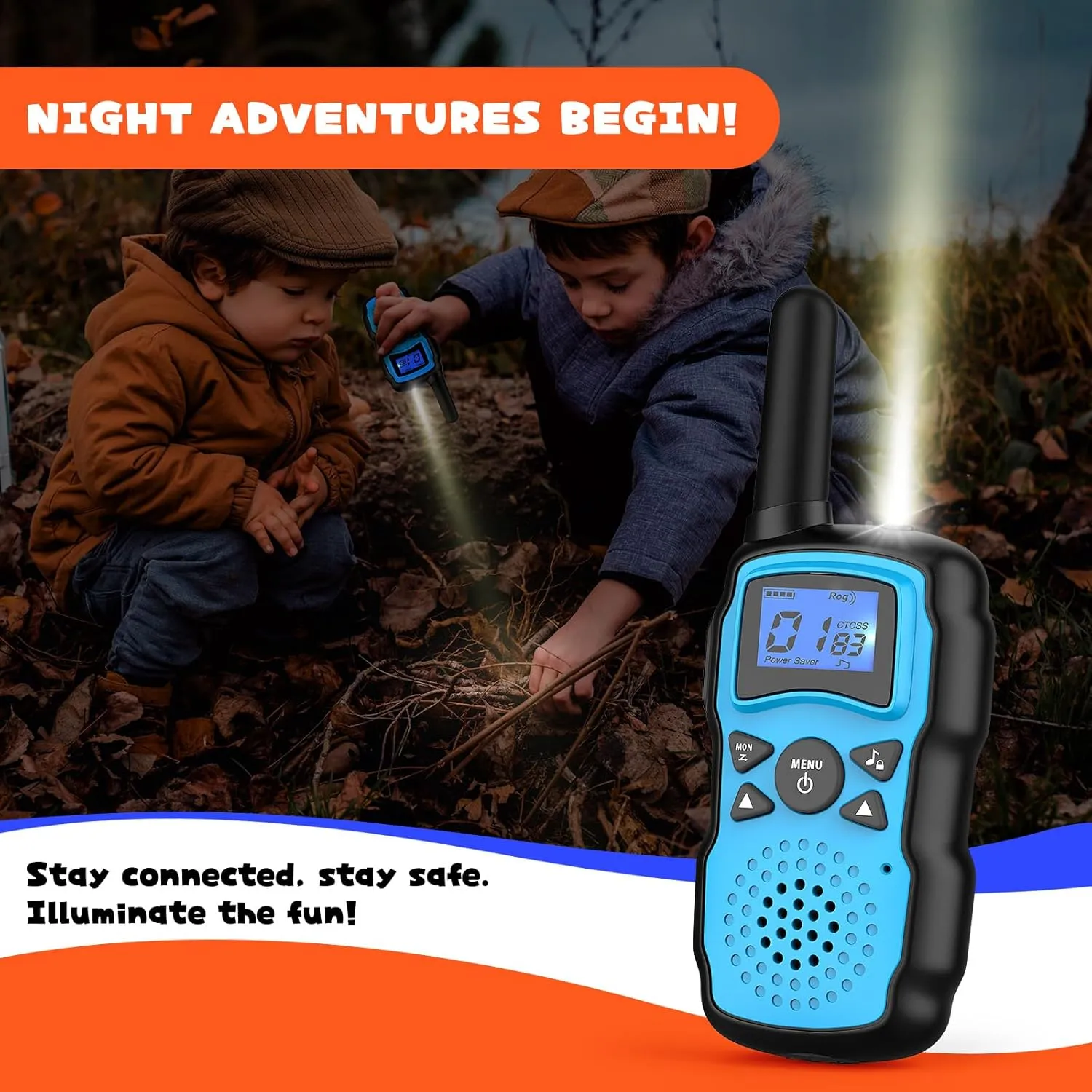 Wishouse Walkie Talkies Rechargeable for Kids Adults Long Range,Xmas Birthday Gift for Boys Girls 4 5 6 7 8 9 10 Year Old,Hiking Gear Camping Games Toys with Flashlight,VOX,Easy to Use 3 Pack