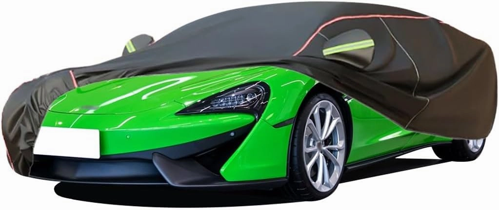 WOLWES Car Cover are Suitable for McLaren 540C All-Weather Windproof, Snowproof, Rainproof, UV-Protected and Breathable All-Season Universal with Side Door Zip Oxford Cloth Car Cover (Color : Black)
