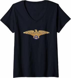 Womens Classic Duesenberg Vintage Car Enthusiast V-Neck T-Shirt