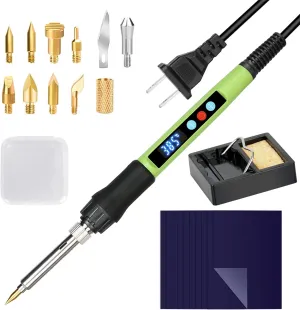 Wood Burning kit, 100W Professional WoodBurning Pen Tool, DIY Creative Tools with LED Display Adjust Temp Switch 180~500℃,Wood Burner for Embossing,Carving,Pyrography,Suitable for Beginners,Adults