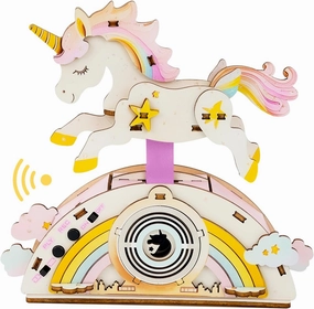 Woodbests Wooden 3D Puzzles for Adults - Unicorn Recorder, 3D Wooden Unicorn Puzzle with Voice Recorder & Playback, DIY STEM Toy, Science STEM Kit Gift for DIY Lovers