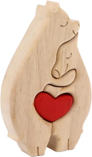 Wooden Bears Puzzle, Beechwood Mother and Child Bear Set, Warm and Unique Decorative Piece for Home Decor, Ideal Gift