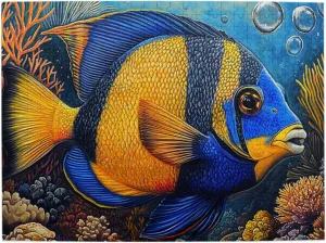 Wooden Colorful Fish Jigsaw Puzzle for Adults 500 Pcs,Hands On Assembly of Your Home Decor Wall Art,Ideal for Party Game Nights,Brainstorming for Stress Relief,for Marine Life Lover
