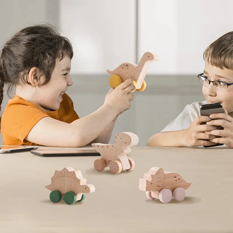 Wooden Dinosaur Car Toy