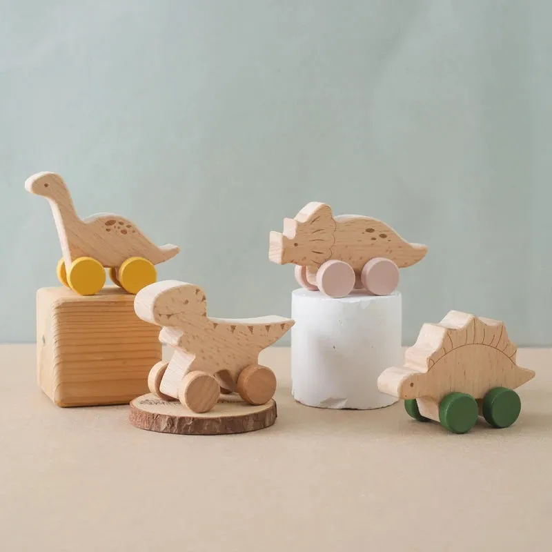 Wooden Dinosaur Car Toy