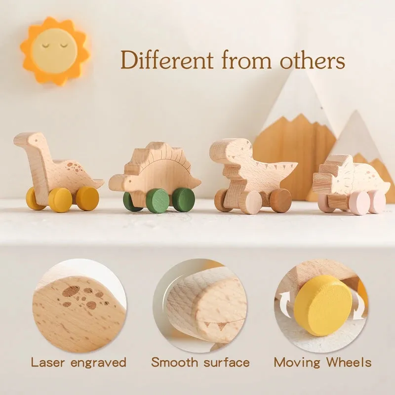 Wooden Dinosaur Car Toy
