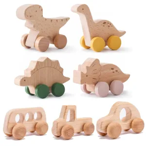 Wooden Dinosaur Car Toy