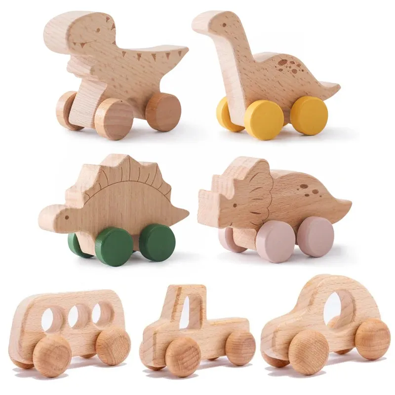 Wooden Dinosaur Car Toy